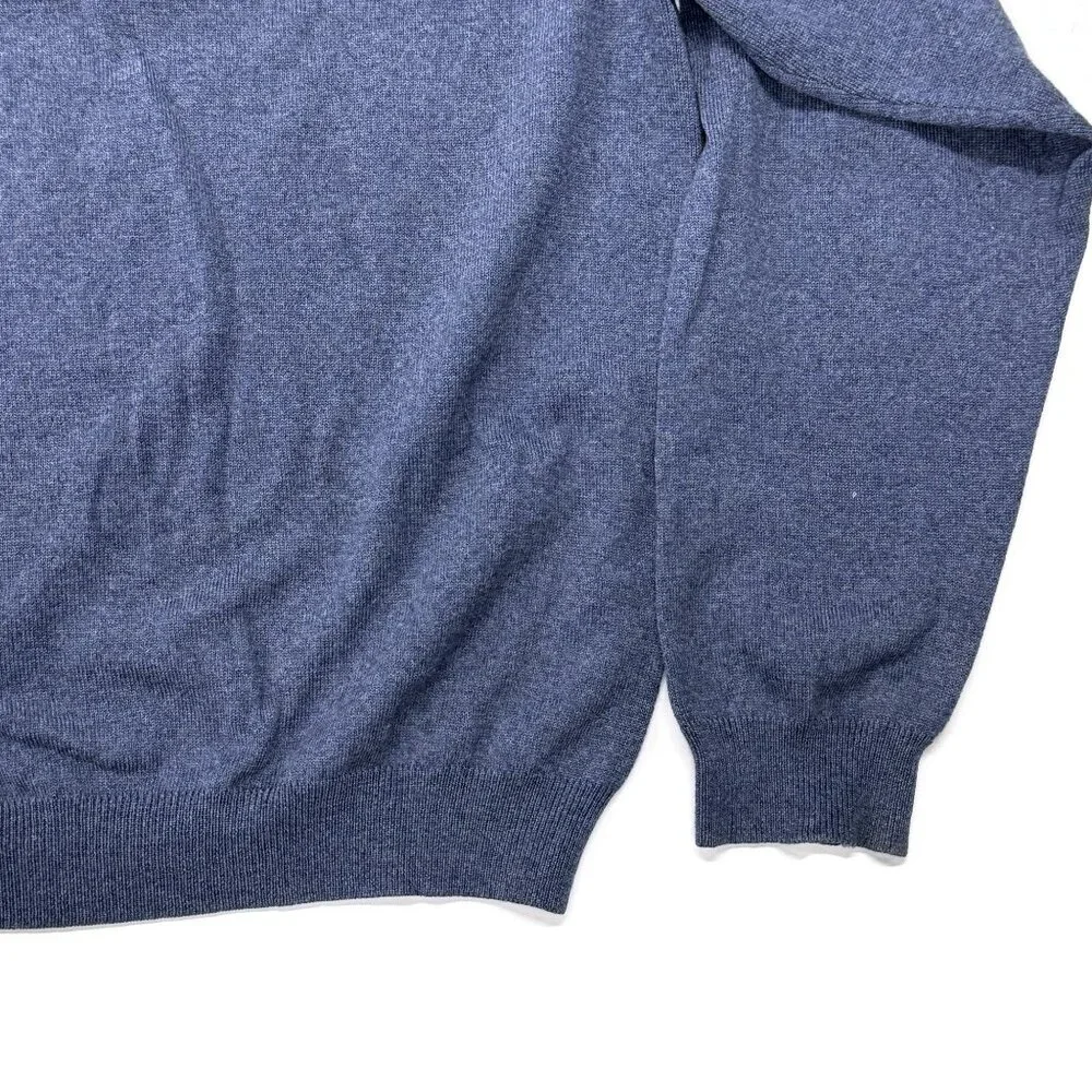 Brooks Brothers Sweater Mens Large Blue V-Neck‎ Merino Wool Stretch Pullover